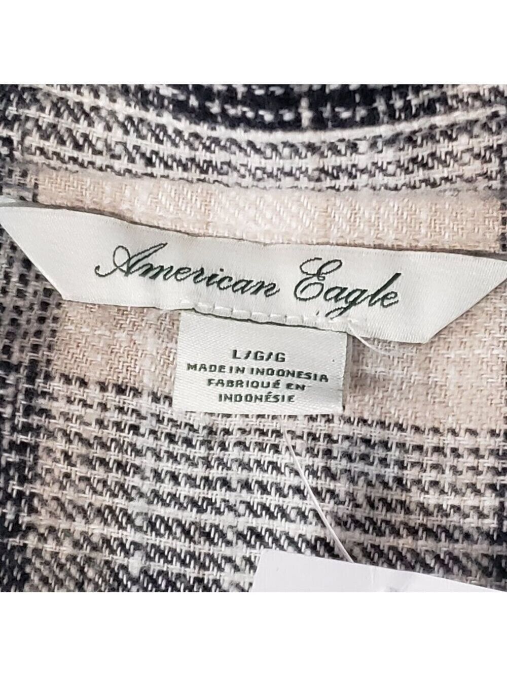 American Eagle Women's Long Sleeve Plaid Dress Size L Beige Black - Picture 5 of 9